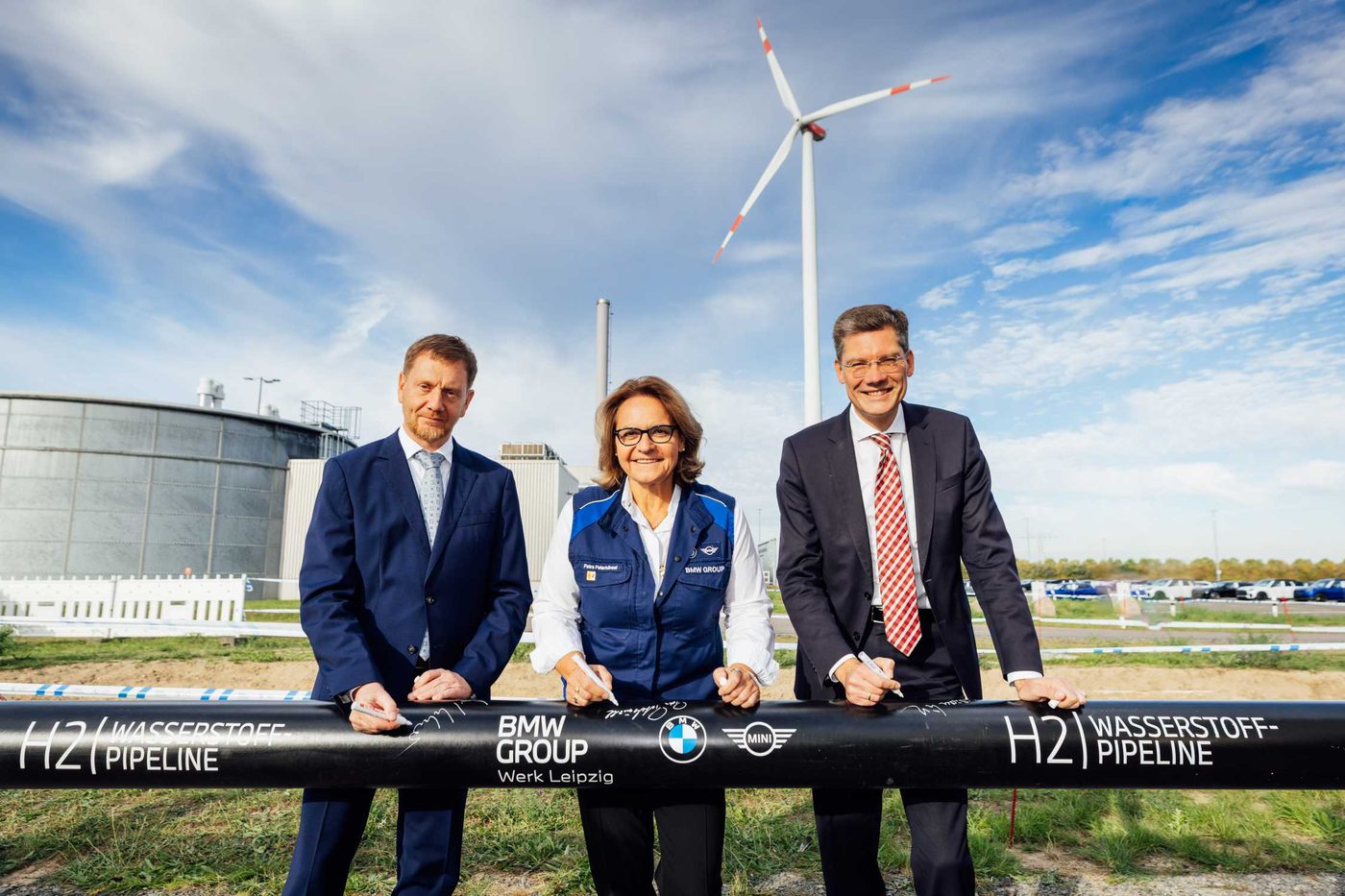 Uroczystość rozpoczęcia budowy rurociągu wodorowego w zakładzie BMW Group w Lipsku