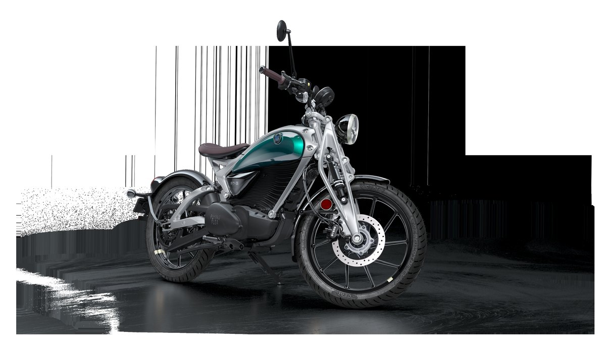 Flying Flea C6 Royal Enfield w zielonym malowaniu — elektryczny motocykl retro