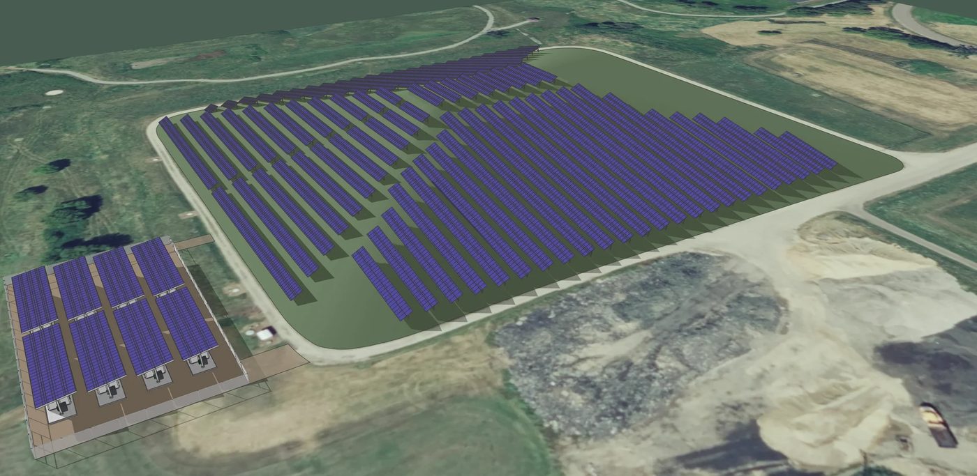Wielkoskalowy magazyn energii złożony z rzędów kontenerów bateryjnych