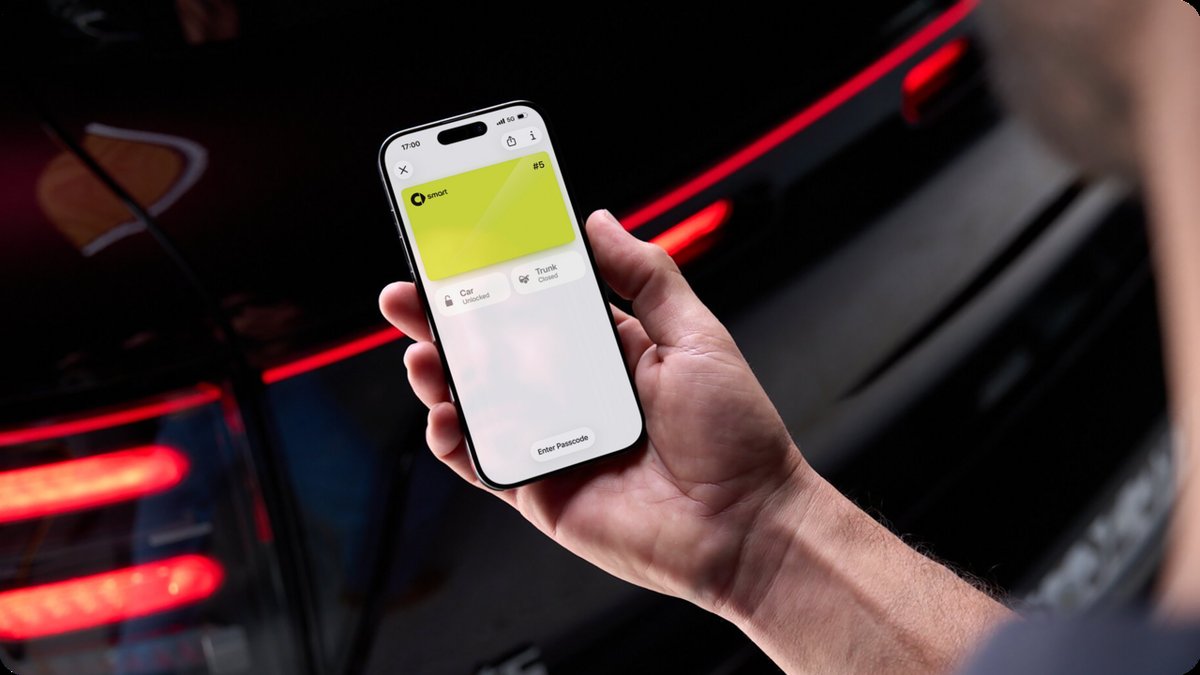 Aktualizacja OTA smart #5 — klucz w Apple Wallet na ekranie iPhone'a