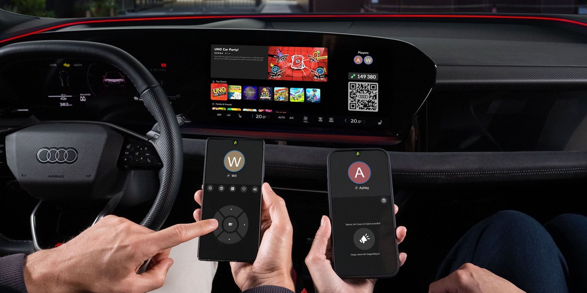 Ekran MMI w Audi z grą UNO Car Party ze sklepu Audi Application Store