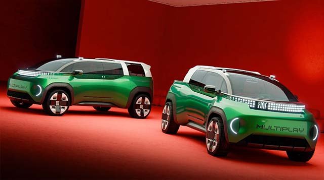 Fiat Multiplay widziany z boku w rodzinnym układzie siedzeń