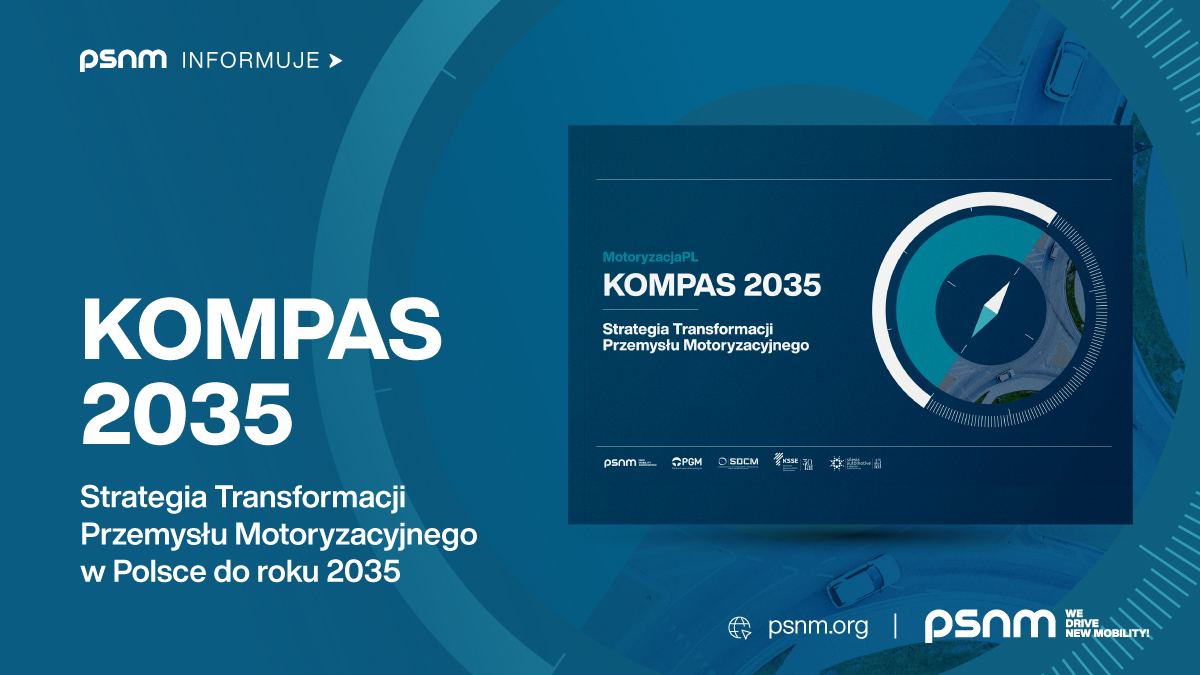 Okładka raportu Kompas 2035 o strategii transformacji polskiej motoryzacji