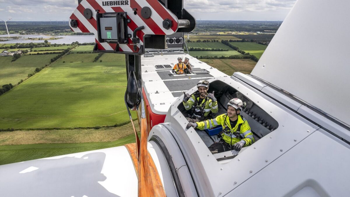 Montaż turbiny wiatrowej Nordex N175/6.X — materiał prasowy do tekstu o zamówieniach 228 MW