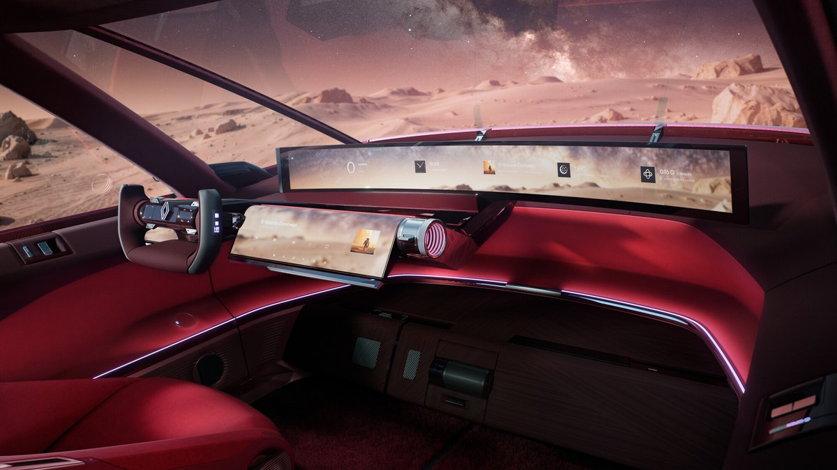 Trzy rzędy pojedynczych foteli w koncepcie Renault E-Space Concept