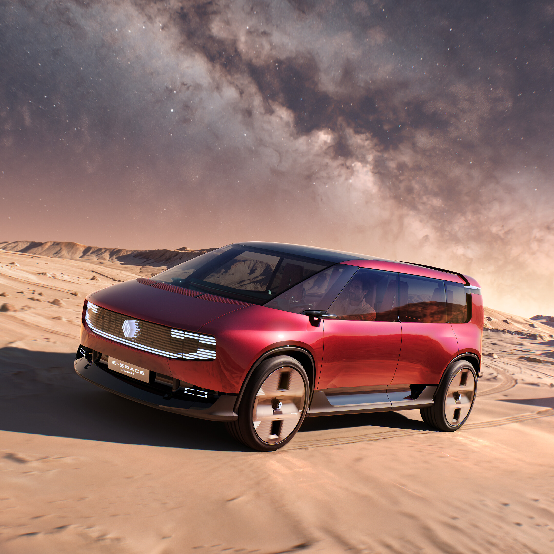 Renault E-Space Concept — podświetlany diament i pas świetlny z przodu nadwozia