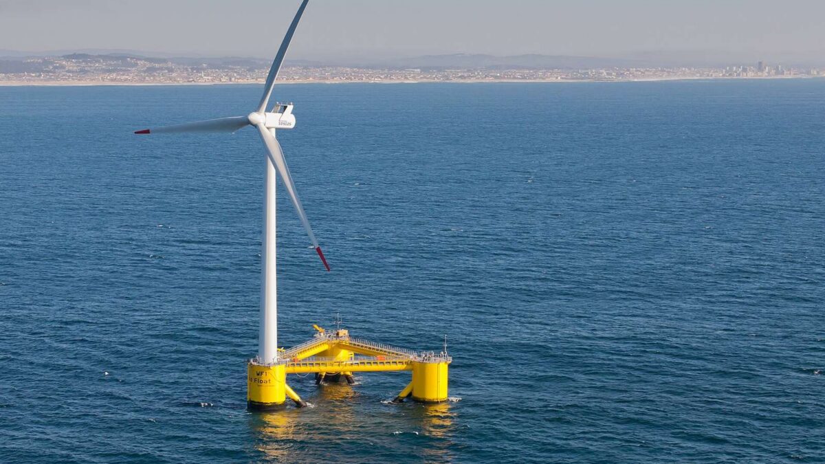 Pływająca turbina wiatrowa WindFloat — ilustracja do tekstu o projekcie DeepWind